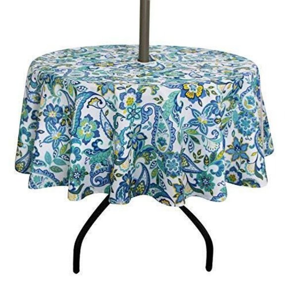 E House Home Blue Paisley Umbrella Tablecloth - 60" Round ~ NEW - Picture 2 of 7